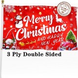 Bandeira de Natal Dupla Face 3x5 FT Outdoor, Grande Banner de Feliz Natal e Feliz Ano Novo com Caminhão Gnomo Vermelho Boneco de Neve Árvore de Natal