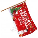 Bandeira de Natal 3 x 5 pés Dupla Face, Feliz Natal e Feliz Ano Novo Bandeira Grande Tecido Árvore de Natal Papai Noel Boneco de Neve Bandeira Bandeira