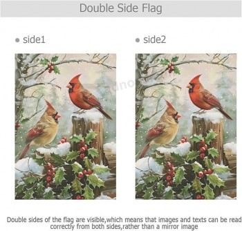 Lente Huis Vlaggen 28 x 40 Dubbelzijdig, Kardinaal Rode Vogel Holly Berry Takken Sneeuw Welkom Winter Vakantie Yard Outdoor Tuin Vlag Banner