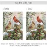 Printemps Maison Drapeaux 28 x 40 Double face, Cardinal Rouge Oiseau Houx Berry Branches Neige Bienvenue Hiver Vacances Cour Extérieur Jardin Drapeau Bannière